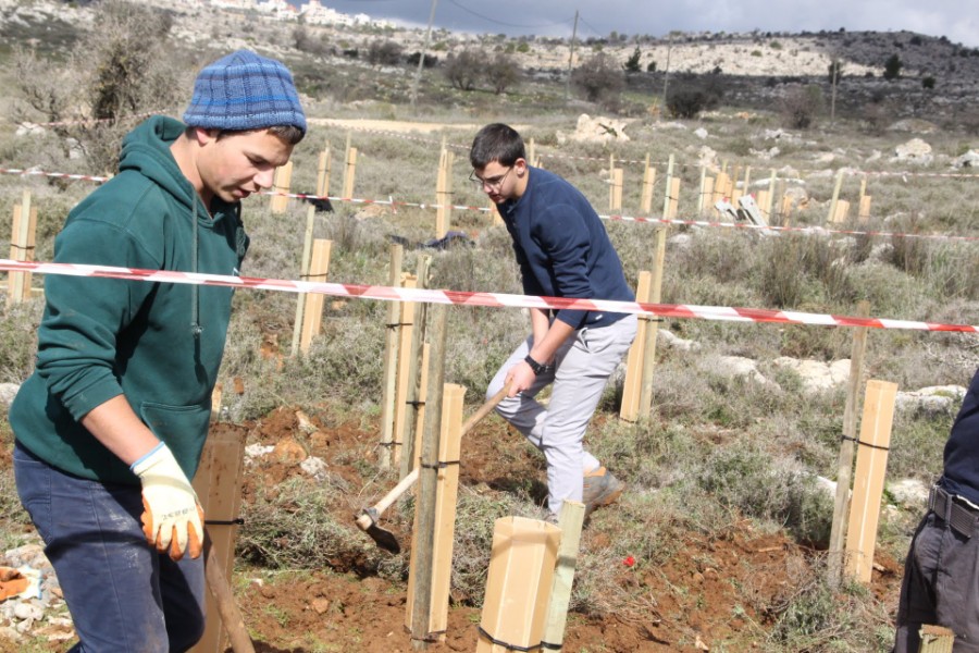 נוער עפרה באירוע נטיעת חורשה לזכר עמיעד ישראל - התינוק שנרצח בפיגוע בכניסה ליישוב